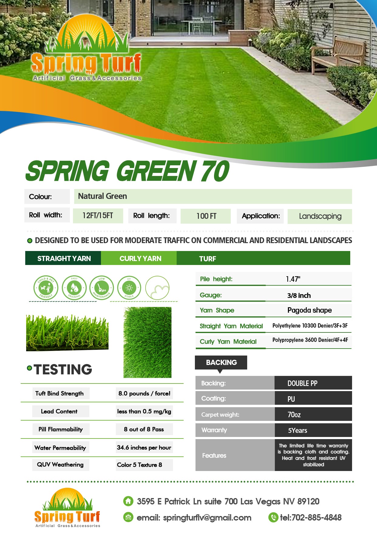 Spring Green Artificial Turf 70