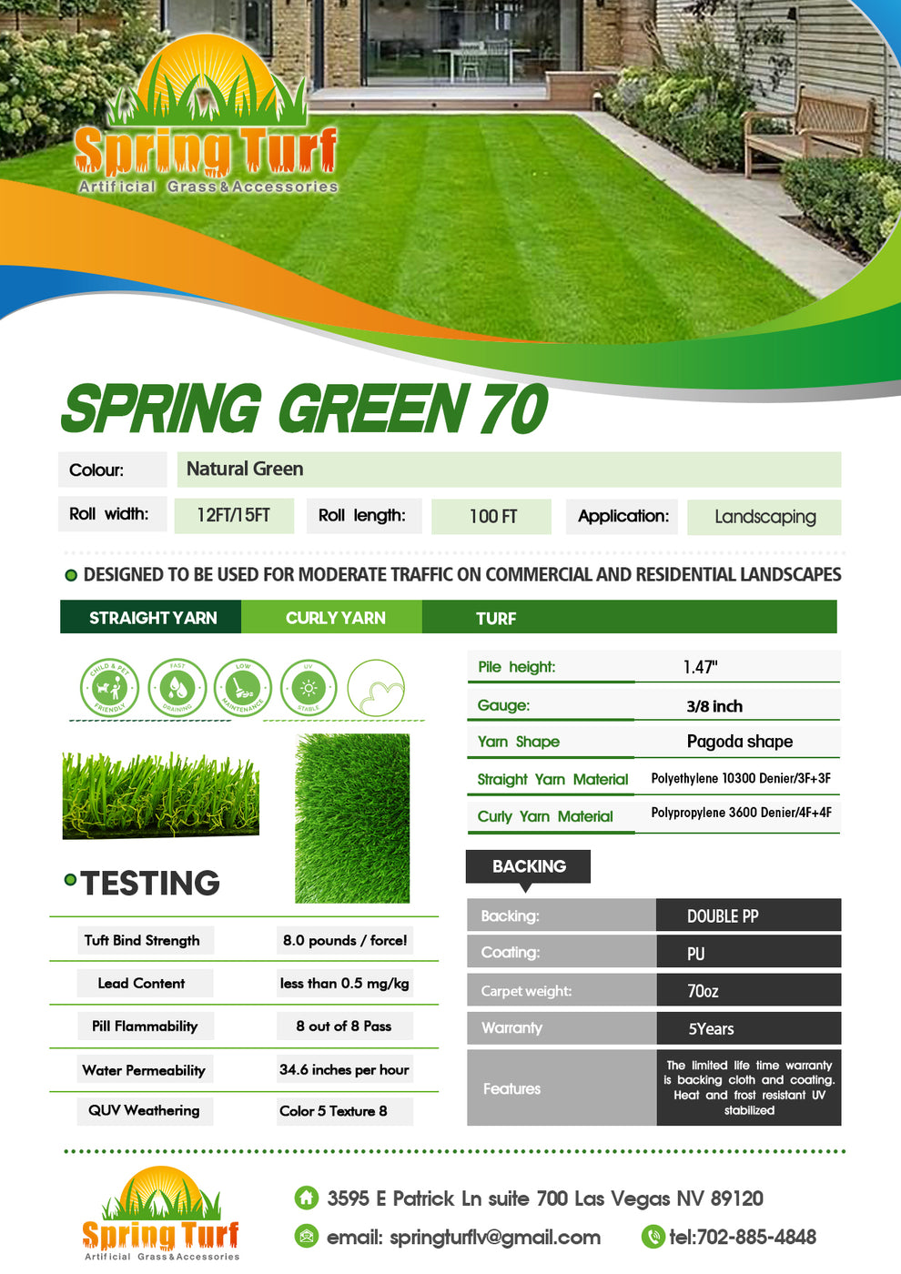 Spring Green Artificial Turf 70 – Spring Turf LV